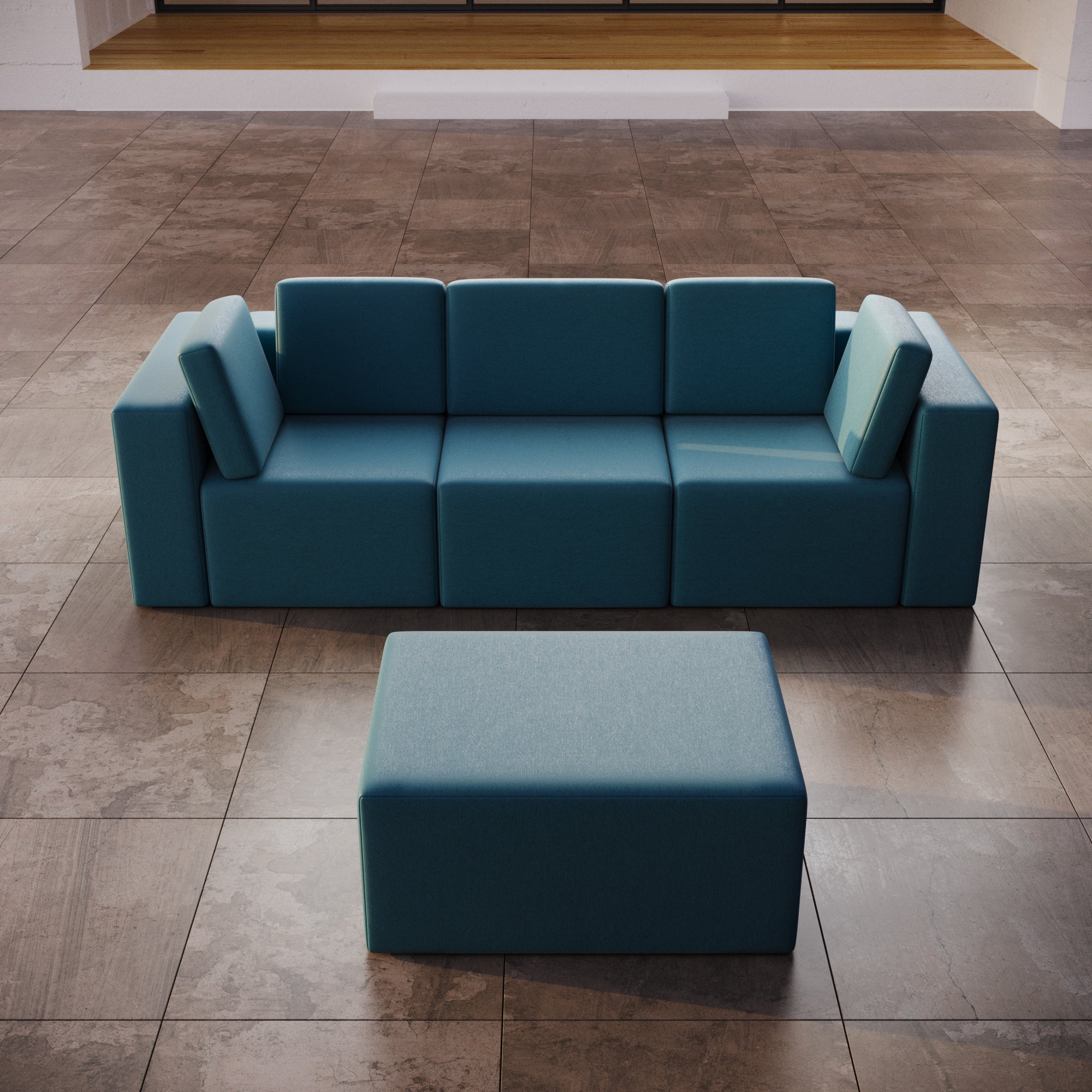 Modulares 3er Gartensofa Eden mit Beistellhocker