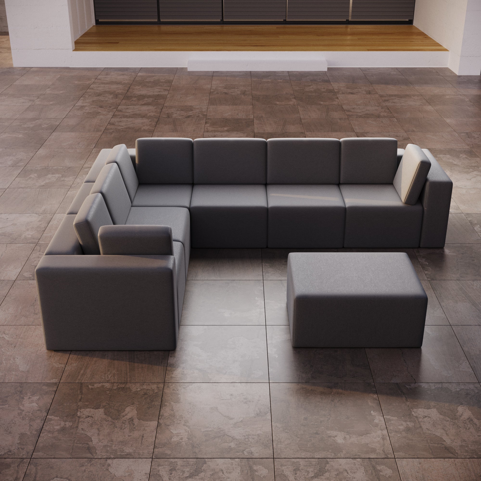 Modulares Gartensofa Eden L Maxi mit Beistellhocker