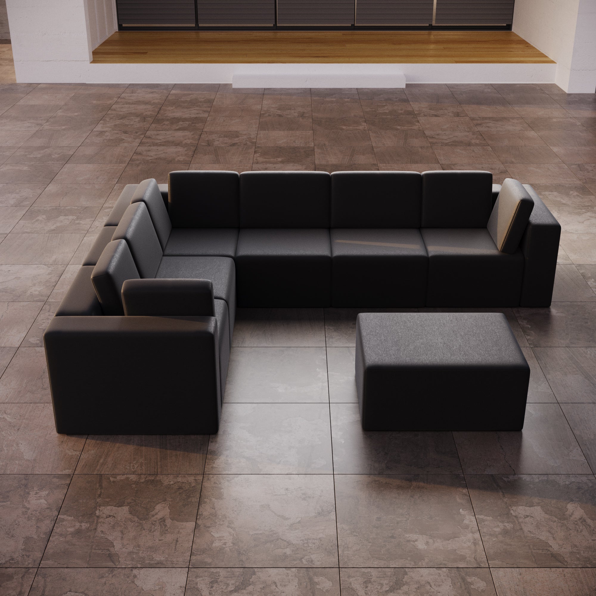 Modulares Gartensofa Eden L Maxi mit Beistellhocker