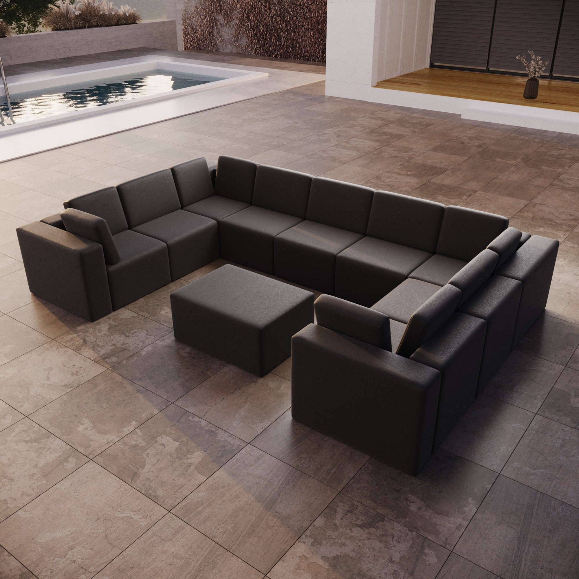 Bezug für Gartensofa Eden U closed mit Beistellhocker