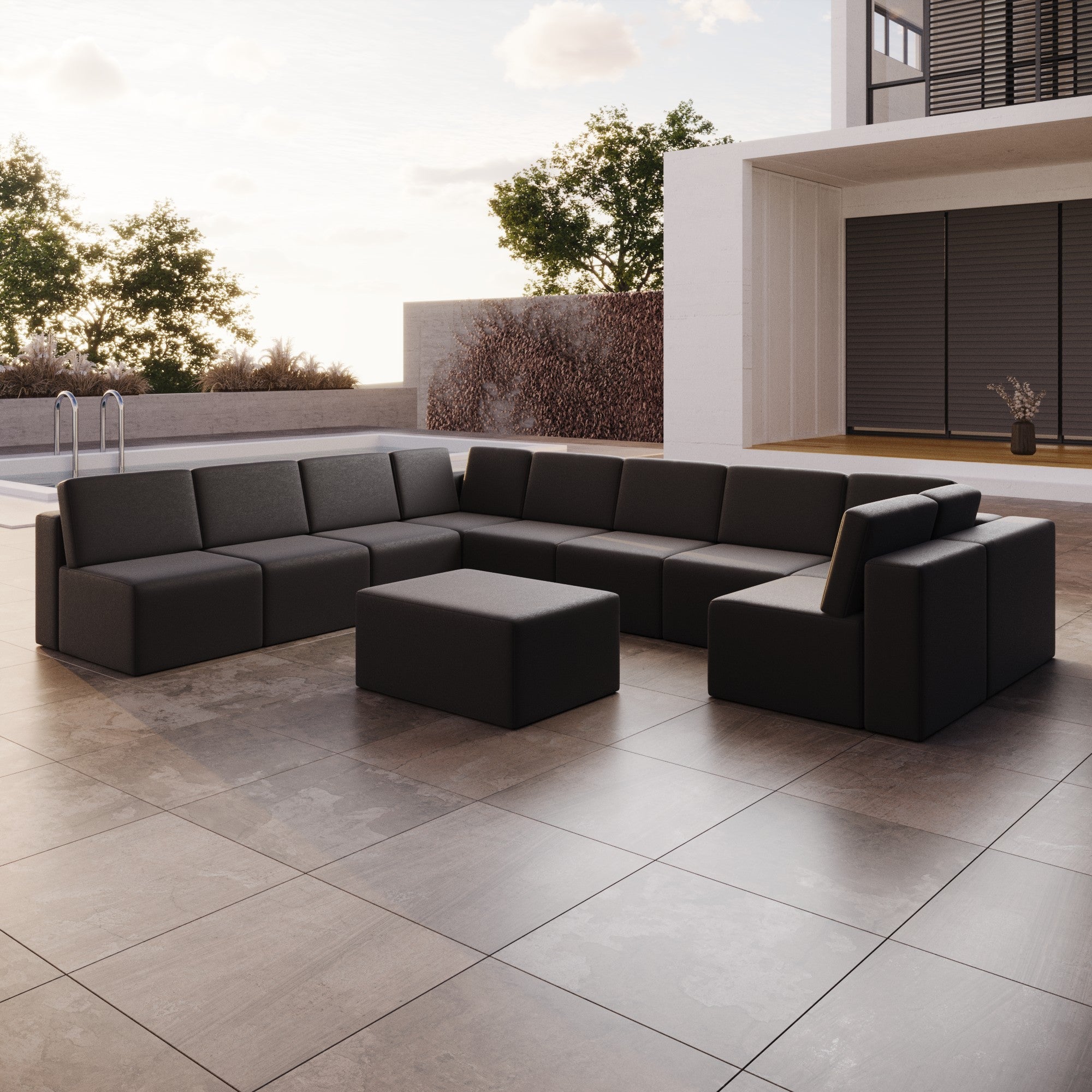 Bezug für Gartensofa Eden U open mit Beistellhocker
