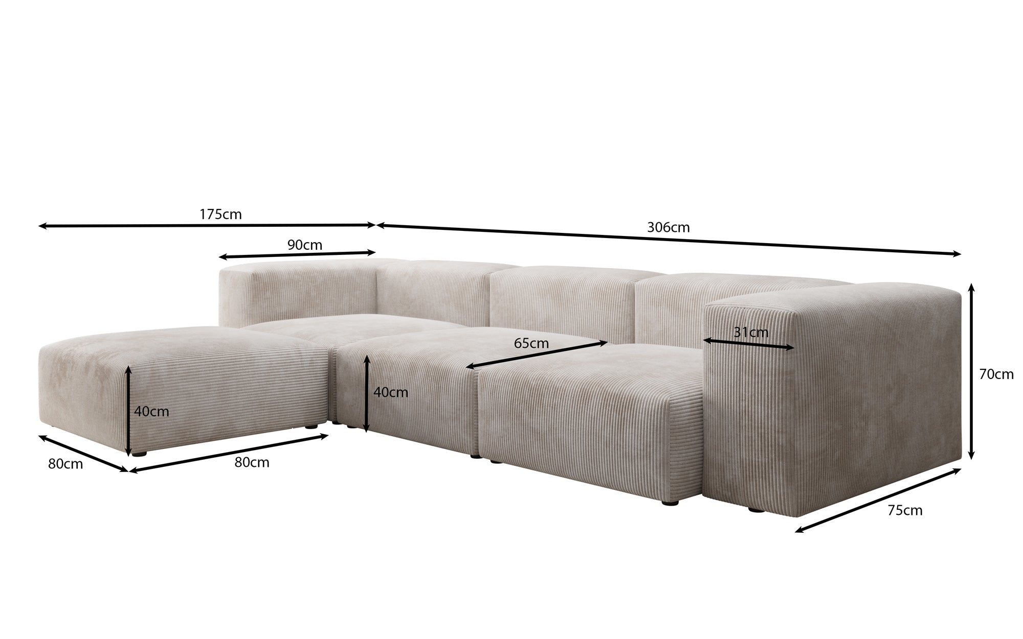 Designer Sofa Snug in Cord