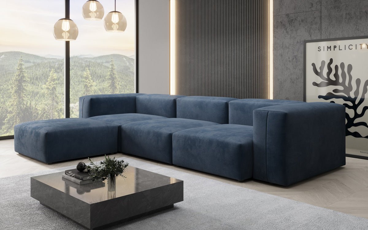 Designer L Sofa Snug in Samt