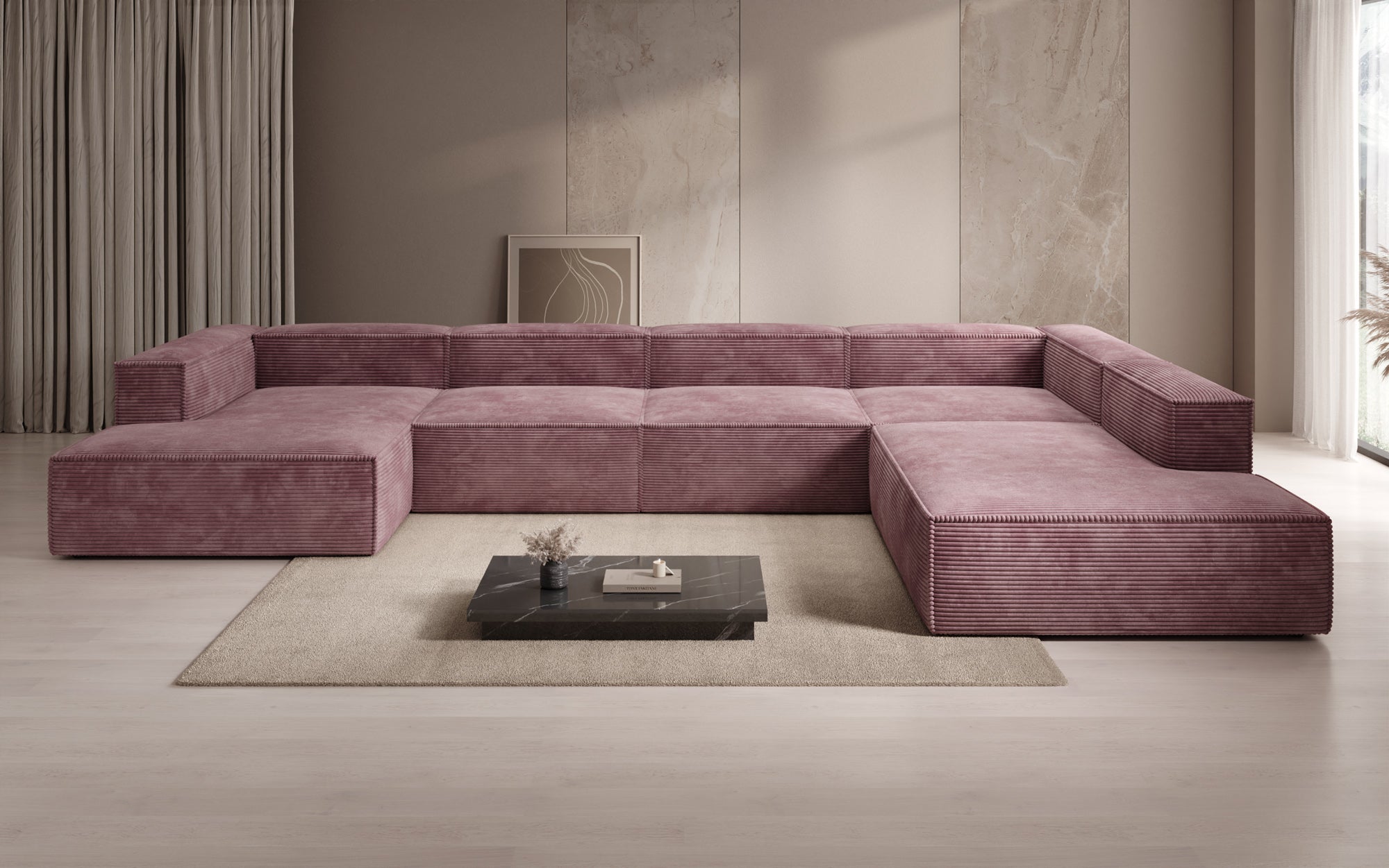 Designer Sofa Lesley U XXL in Cord