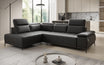 Designer L Sofa Lyra mit elektrischer Schlaffunktion in Echtleder