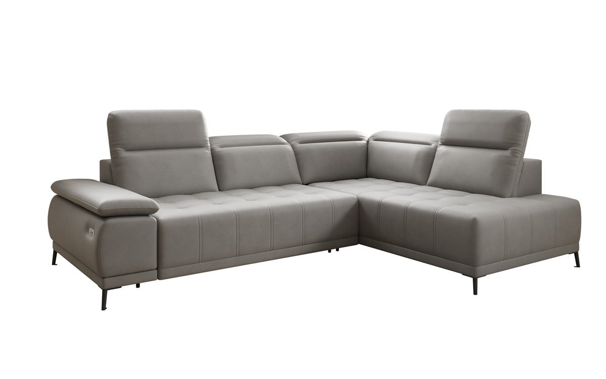 Designer L Sofa Lyra mit elektrischer Schlaffunktion in Echtleder