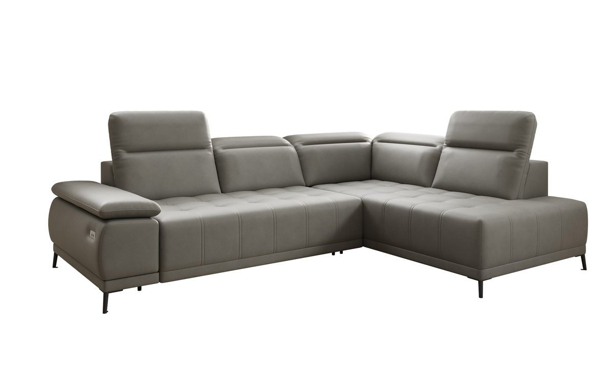 Designer L Sofa Lyra mit elektrischer Schlaffunktion in Echtleder