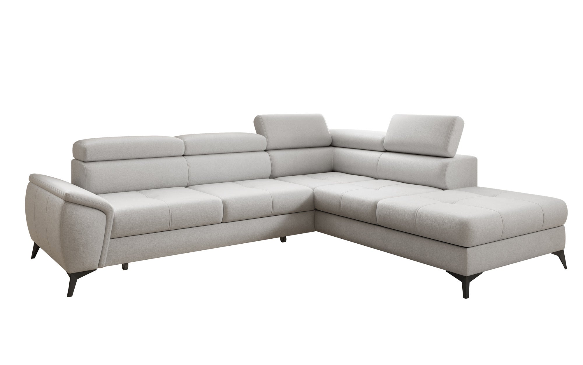 Designer L Sofa Aveline mit Schlaffunktion und Stauraum in Echtleder