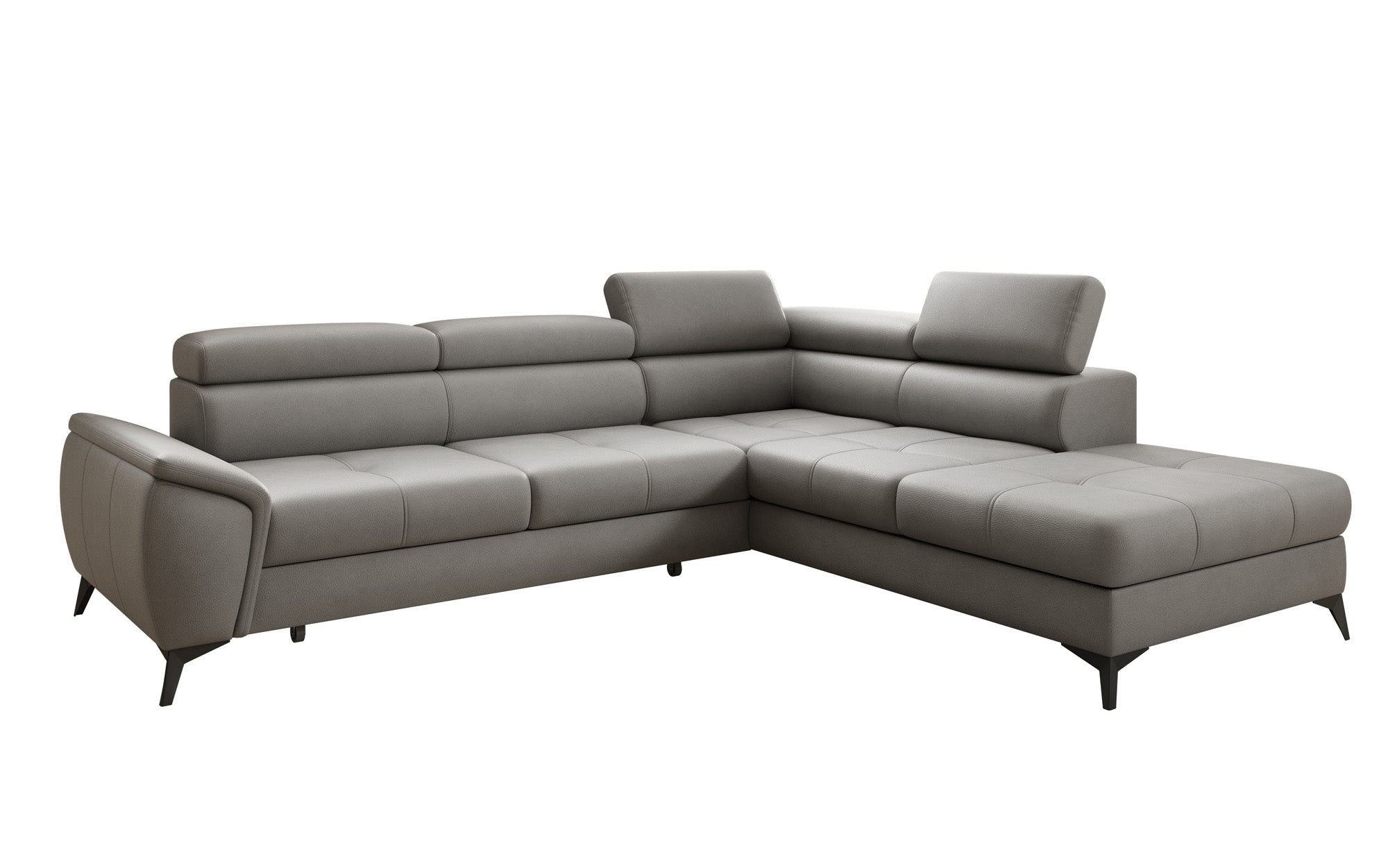 Designer L Sofa Aveline mit Schlaffunktion und Stauraum in Echtleder