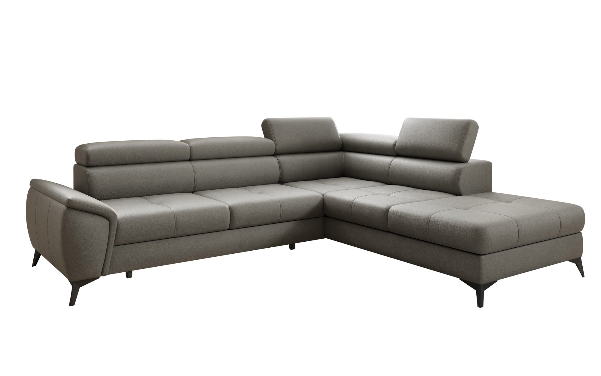 Designer L Sofa Aveline mit Schlaffunktion und Stauraum in Echtleder