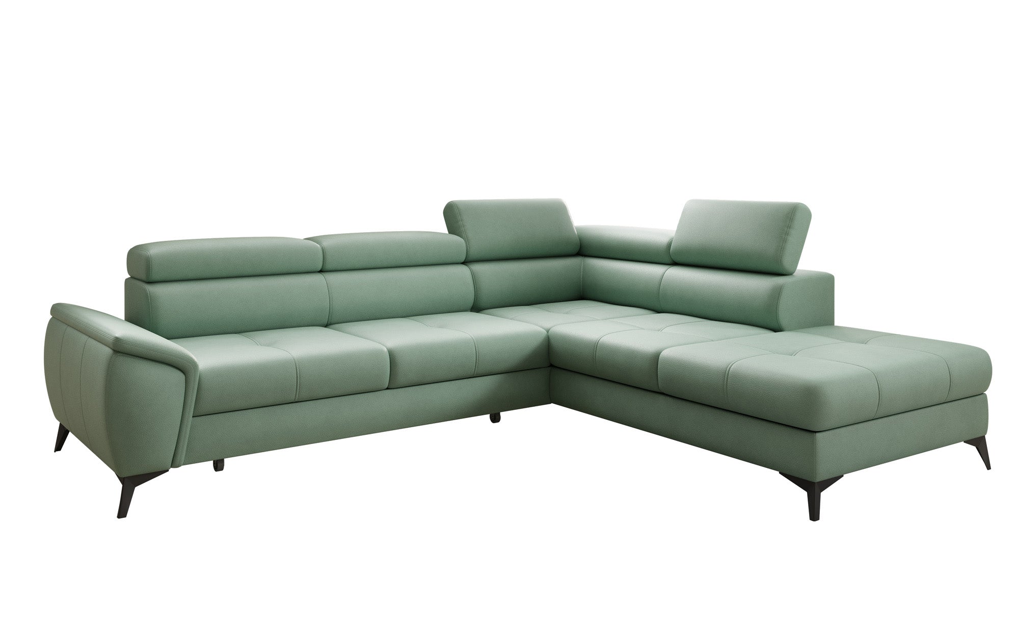 Designer L Sofa Aveline mit Schlaffunktion und Stauraum in Echtleder