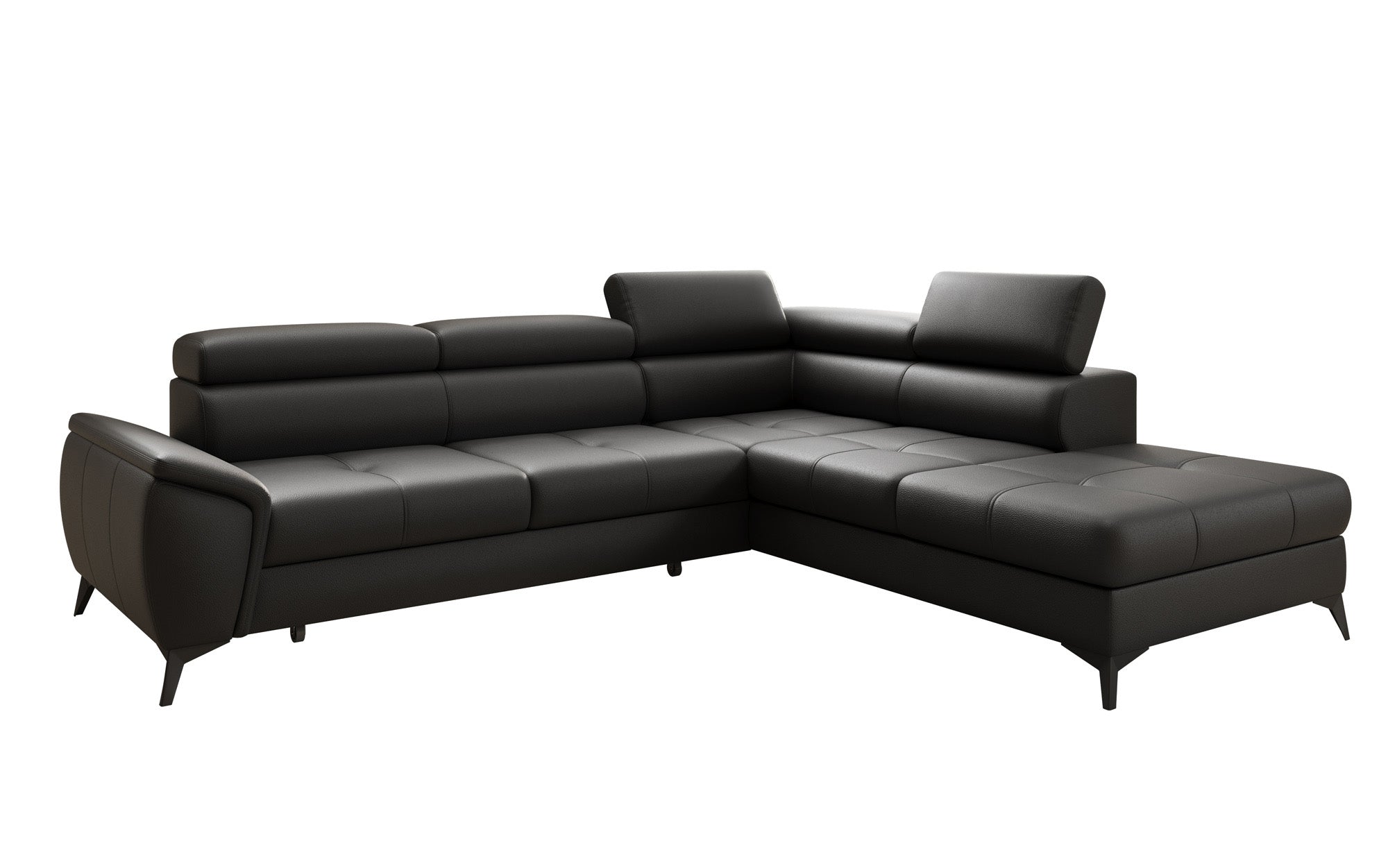 Designer L Sofa Aveline mit Schlaffunktion und Stauraum in Echtleder