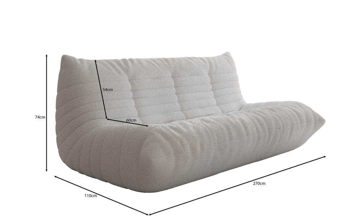 Designer 3 Sitzer Sofa Calmo in Teddy Bouclé