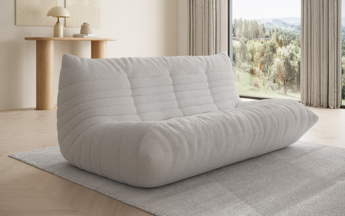 Designer 3 Sitzer Sofa Calmo in Teddy Bouclé