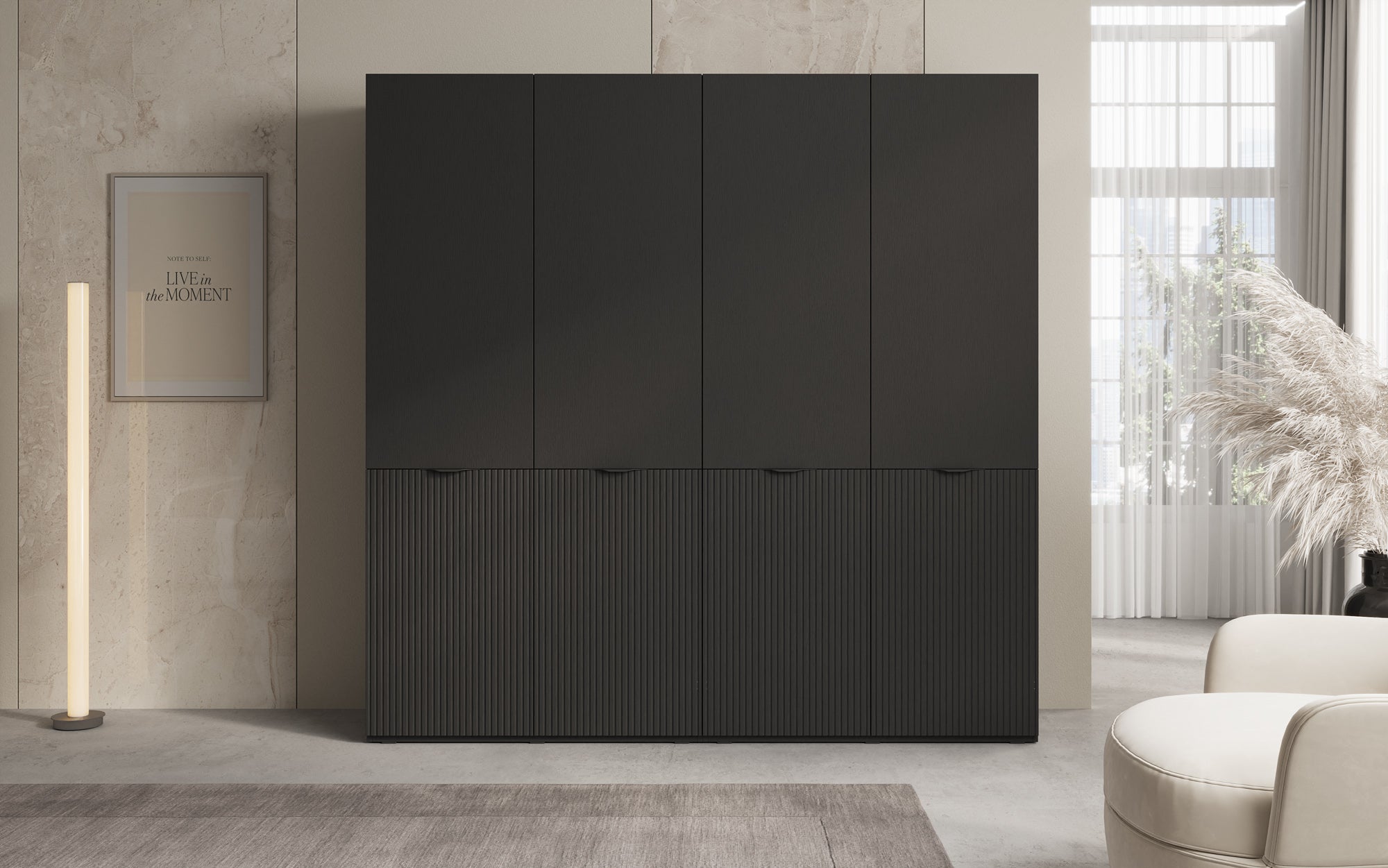 Modulo Elen – Zweimoduliger Kleiderschrank mit strukturierter Front