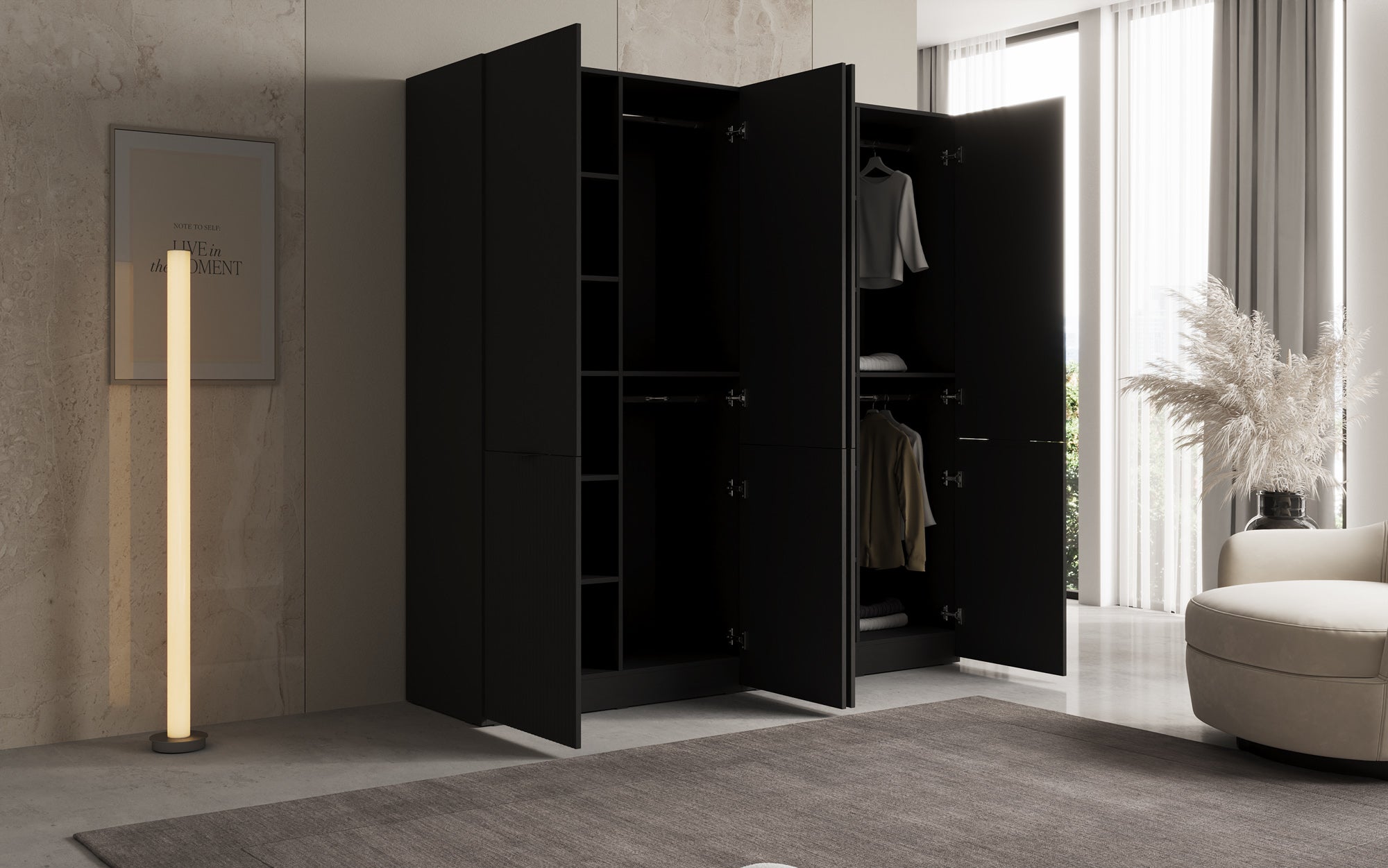 Modulo Elen – Zweimoduliger Kleiderschrank mit strukturierter Front