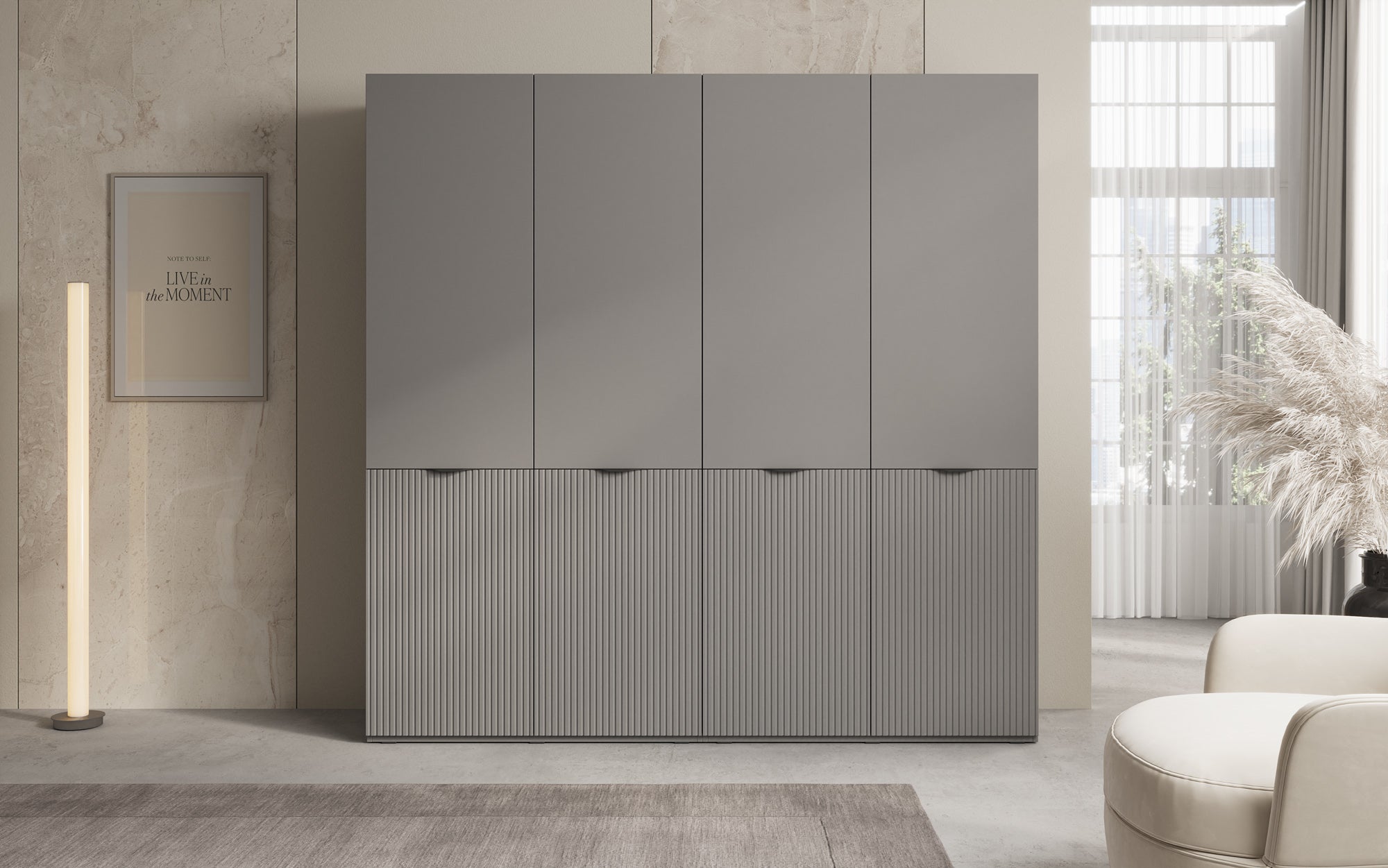 Modulo Elen – Zweimoduliger Kleiderschrank mit strukturierter Front