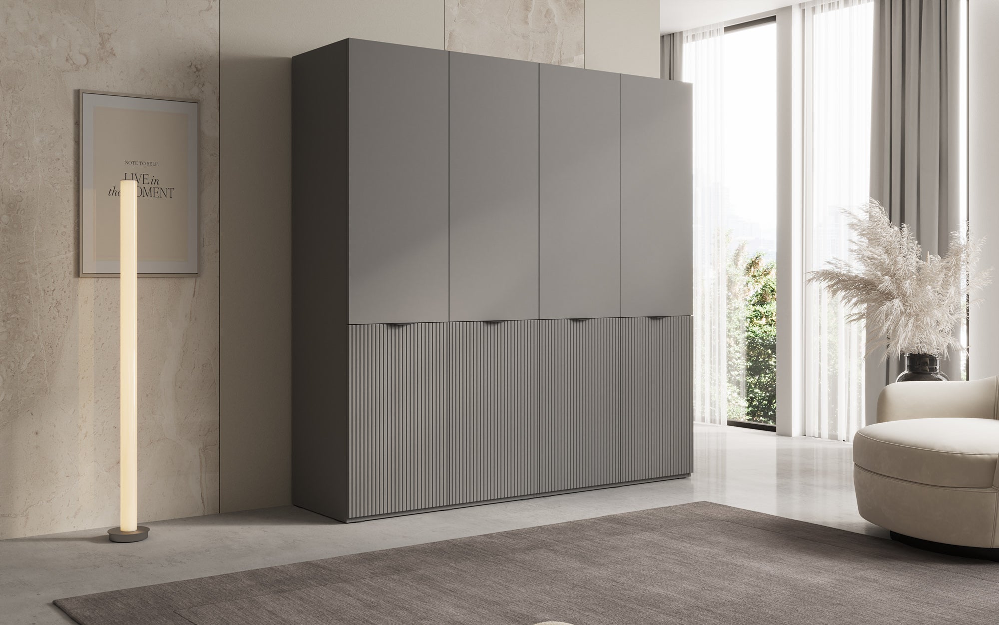 Modulo Elen – Zweimoduliger Kleiderschrank mit strukturierter Front