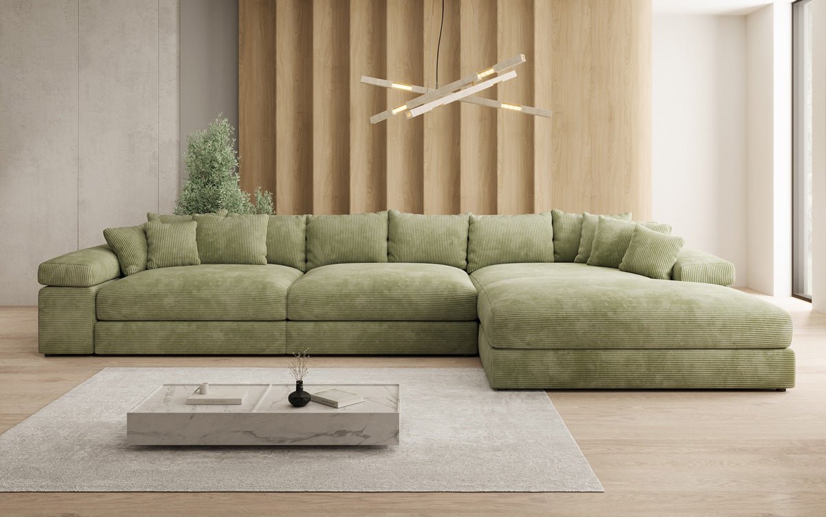 Designer Sofa Bernardo L Maxi mit breiter Ottomane in Cord