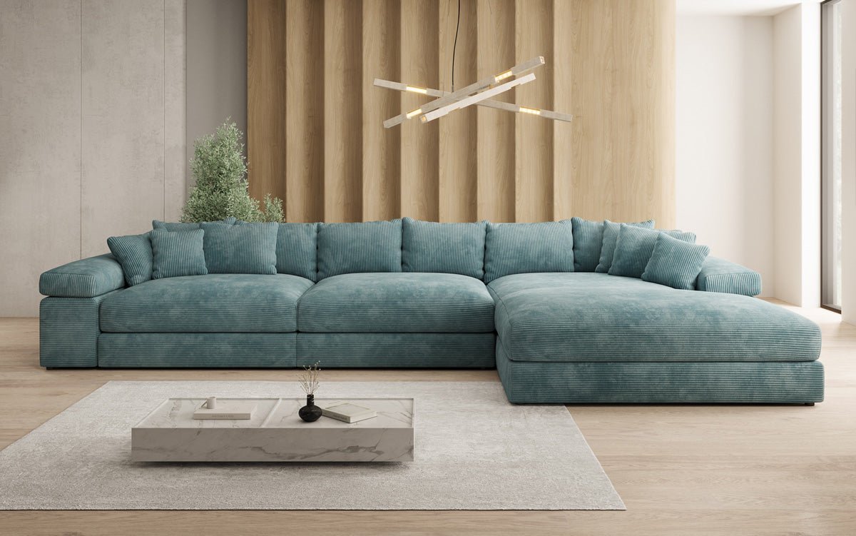 Designer Sofa Bernardo L Maxi mit breiter Ottomane in Cord
