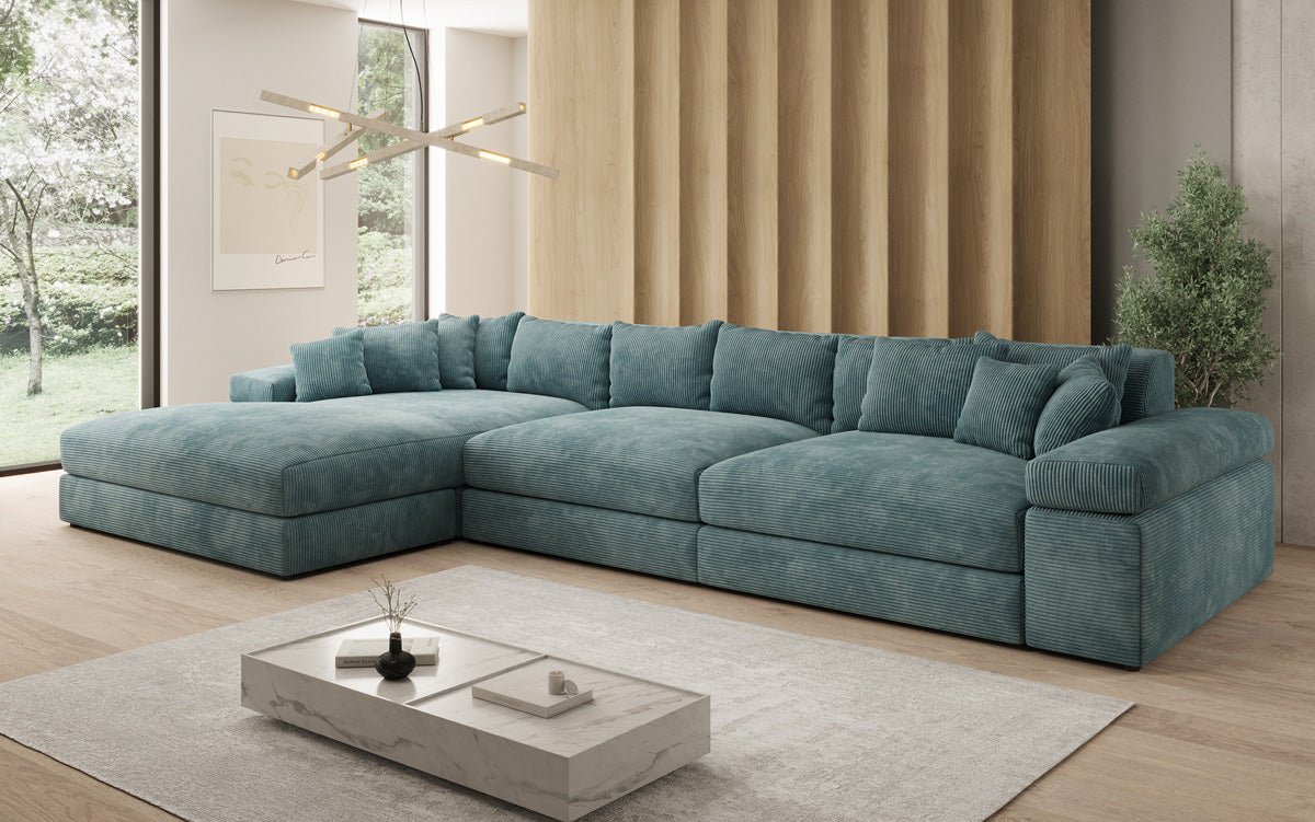 Designer Sofa Bernardo L Maxi mit breiter Ottomane in Cord