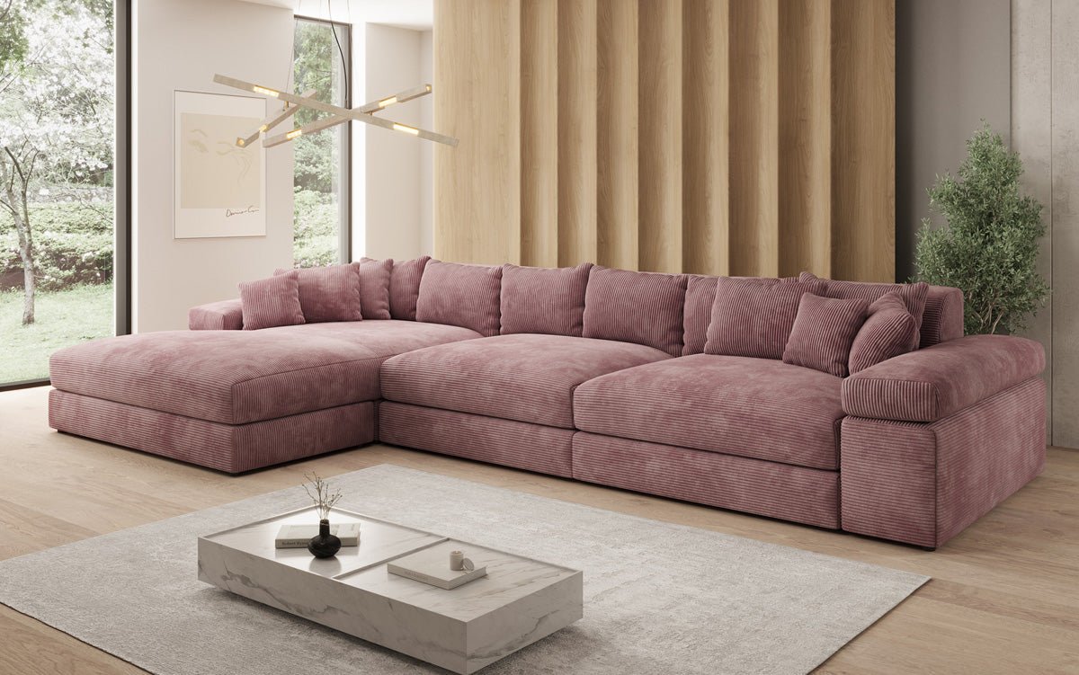 Designer Sofa Bernardo L Maxi mit breiter Ottomane in Cord