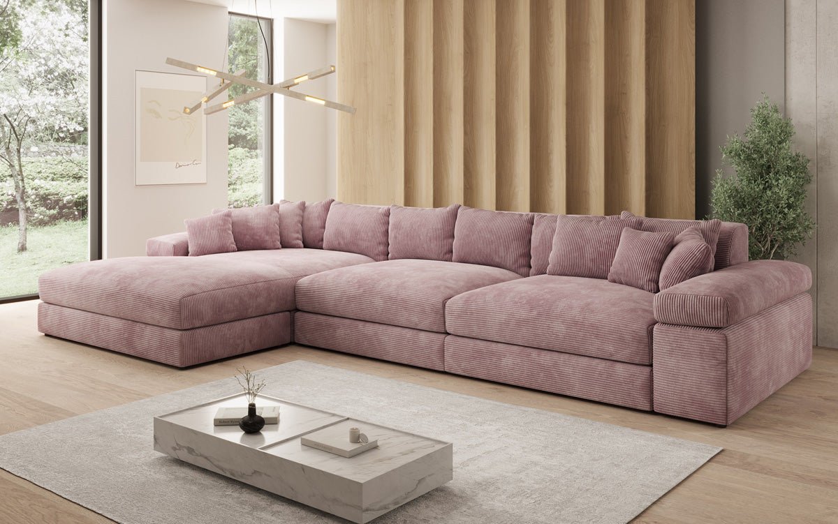 Designer Sofa Bernardo L Maxi mit breiter Ottomane in Cord