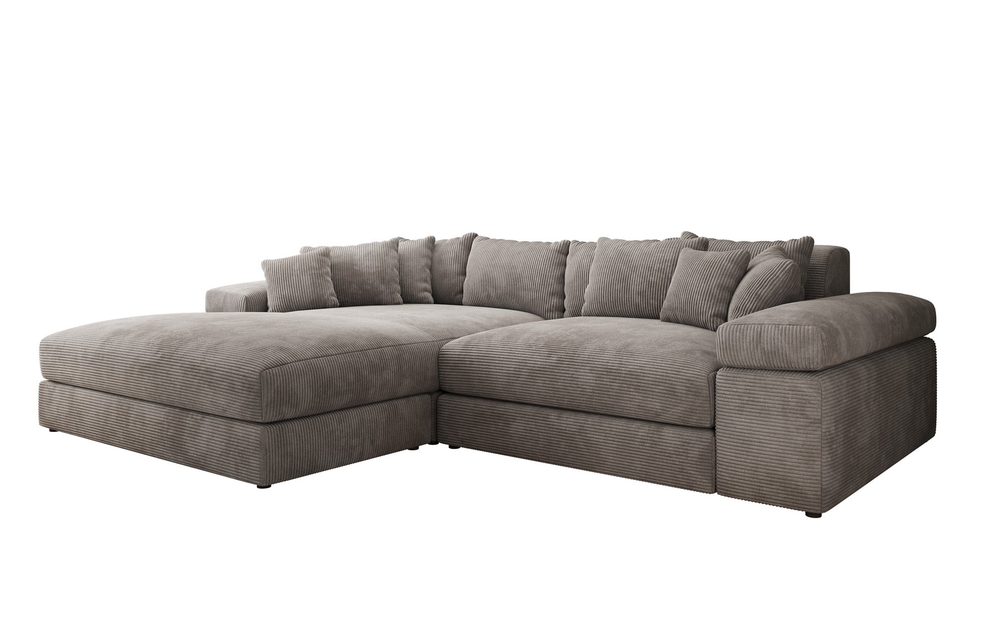 Designer Ecksofa Bernardo mit breiter Ottomane in Cord