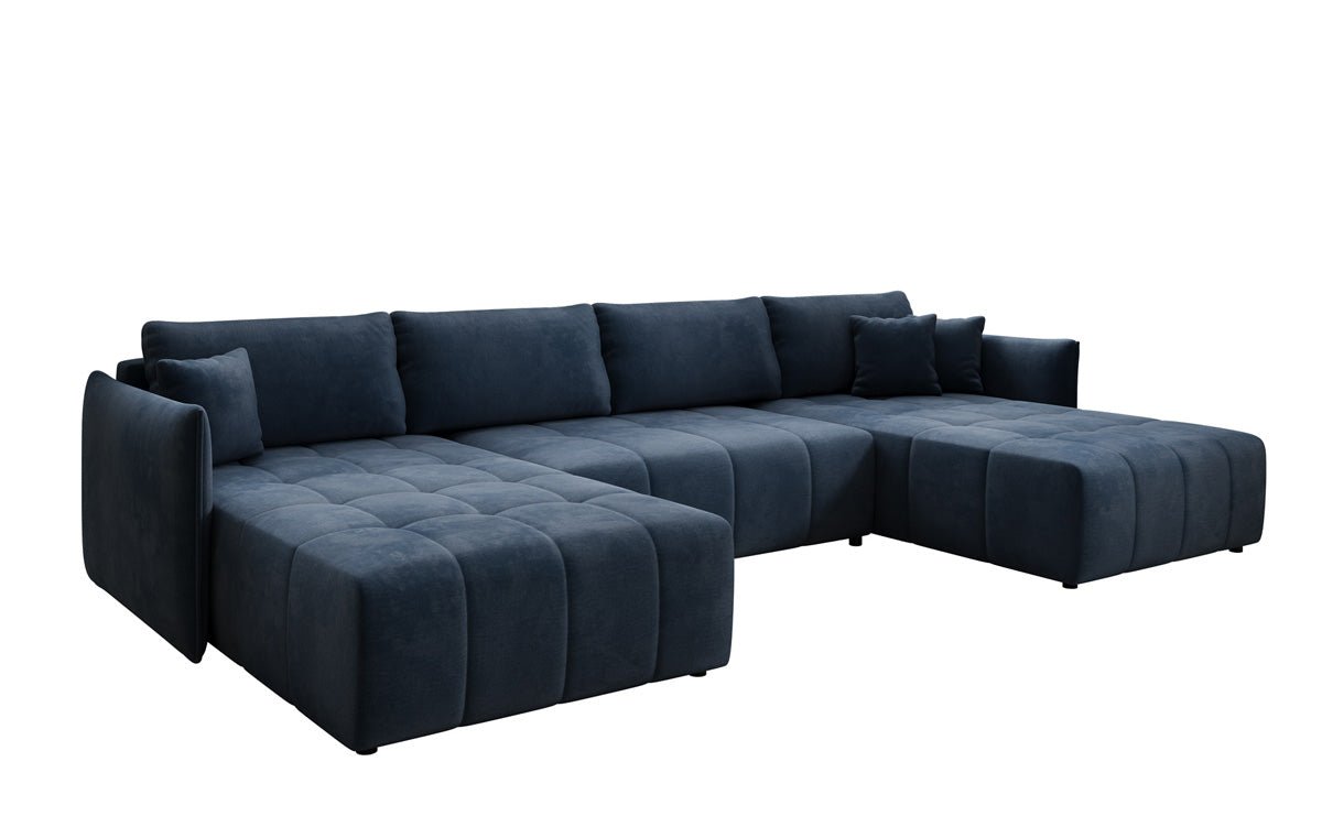 Designer Sofa Velaro U mit Schlaf- und Klappfunktion in Samt