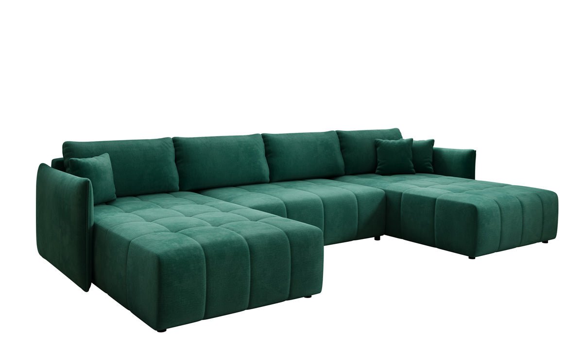 Designer Sofa Velaro U mit Schlaf- und Klappfunktion in Samt