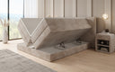Boxspringbett Ophelia mit hochklappbarem Stauraum in Cord
