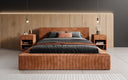 Designer Polsterbett Harmon in Cord mit Stauraum