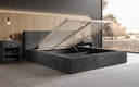 Designer Polsterbett Harmon in Cord mit Stauraum