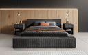 Designer Polsterbett Harmon in Cord mit Stauraum