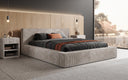 Designer Polsterbett Harmon in Cord mit Stauraum