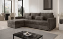 Designer Ecksofa Roma in Cord mit Schlaf- und Klappfunktion