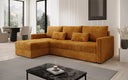 Designer Ecksofa Roma in Cord mit Schlaf- und Klappfunktion