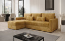 Designer Ecksofa Roma in Cord mit Schlaf- und Klappfunktion