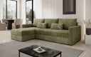 Designer Ecksofa Roma in Cord mit Schlaf- und Klappfunktion