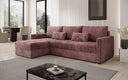 Designer Ecksofa Roma in Cord mit Schlaf- und Klappfunktion