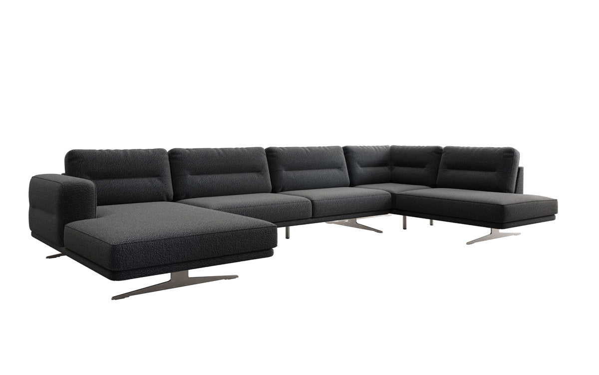 Designer Sofa Wohnlandschaft Torino U in Bouclé
