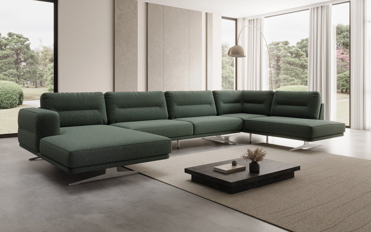 Designer Sofa Wohnlandschaft Torino U in Bouclé