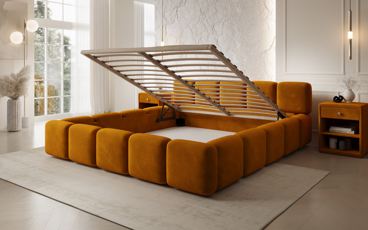 Designer Polsterbett Giulia Samt mit Stauraum