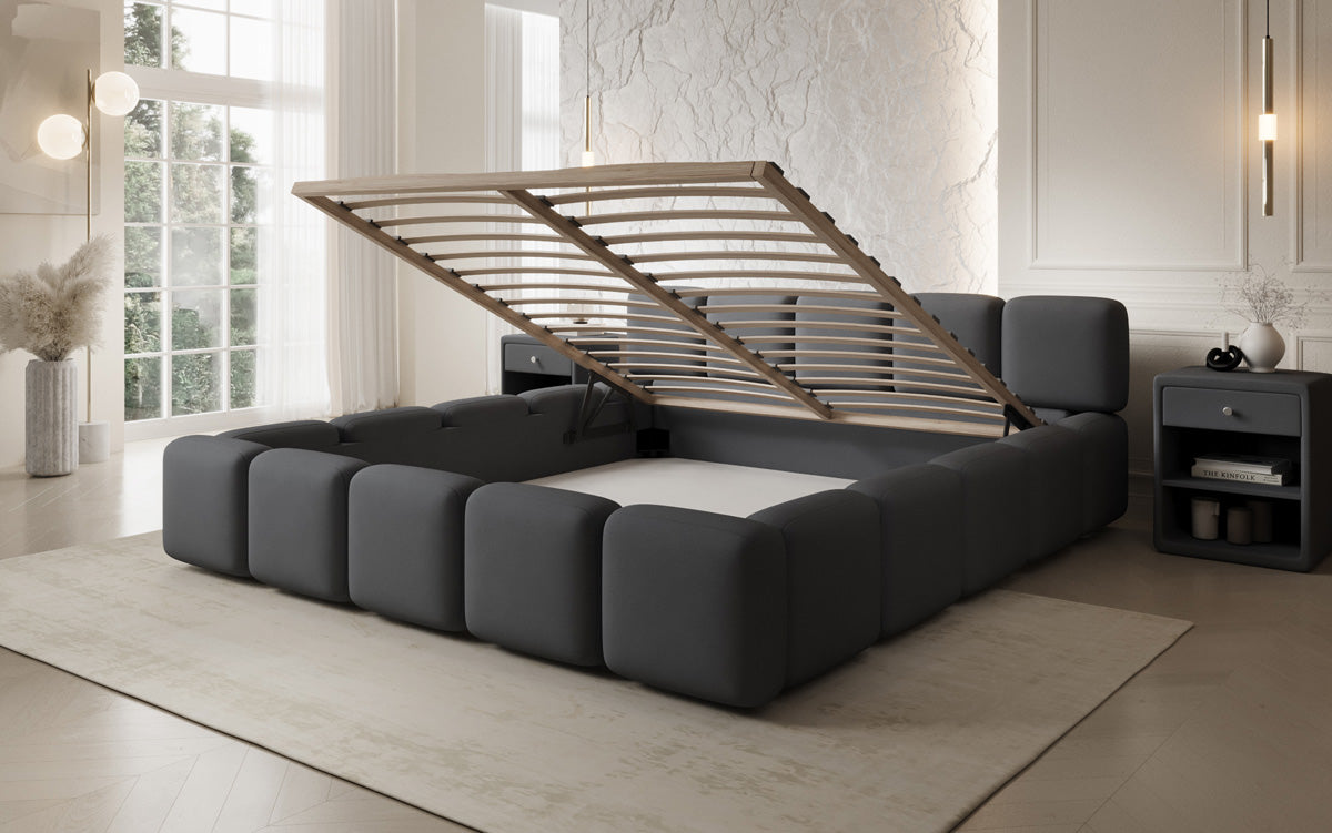 Designer Polsterbett Giulia Stoff mit Stauraum