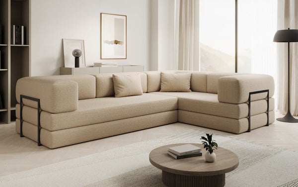 Designer Ecksofa Lazy geschlossen in Bouclé