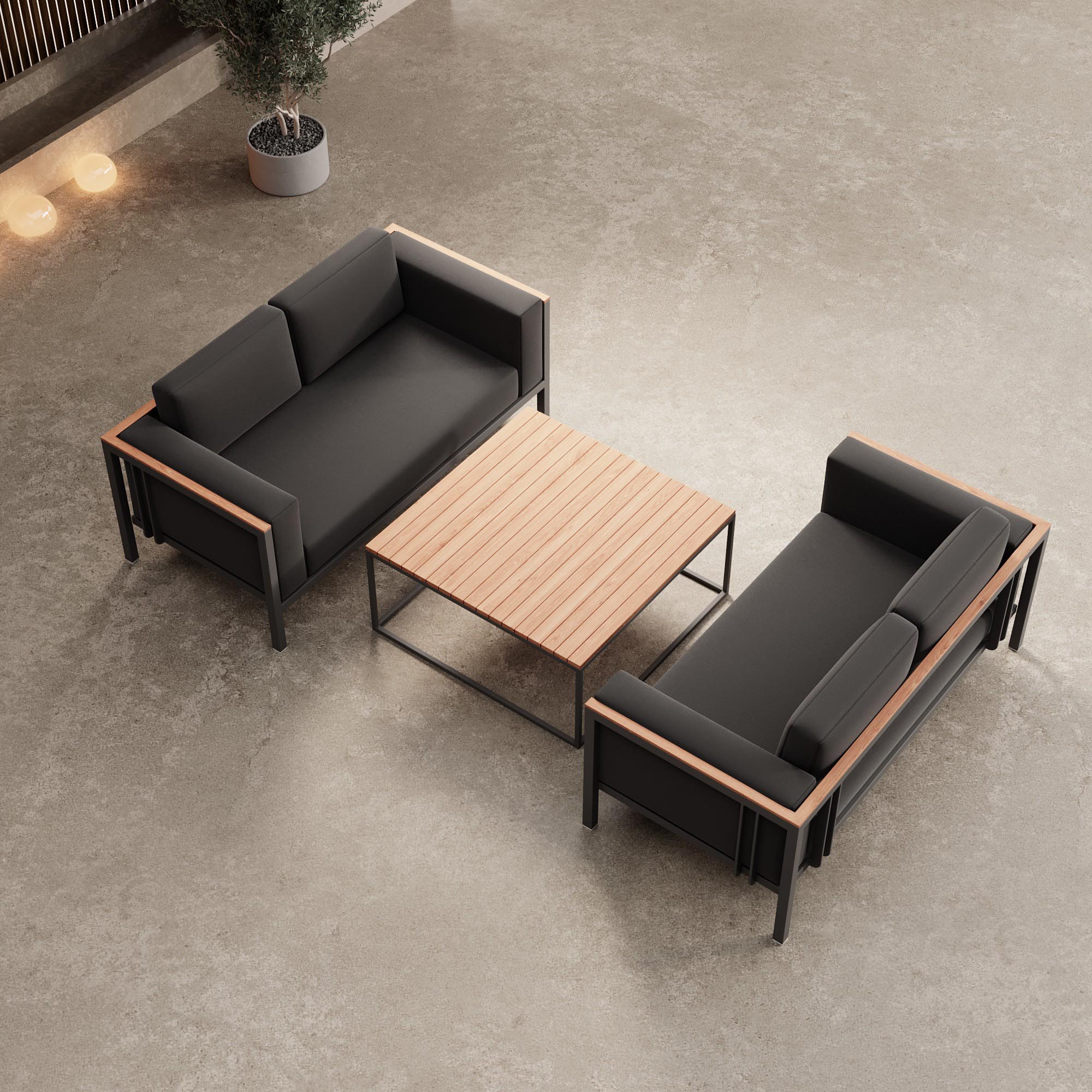 Euphoria – 2 Loungesofas & Tisch aus Aluminium | Aevora™ Kollektion