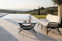 Garten Couchtisch Sarina - Aus Rattan und Glas in Schwarz