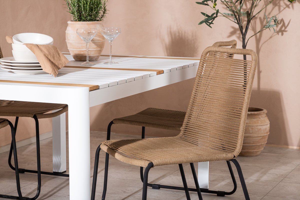 Garten Essgruppe Sarova – 5-teiliges Set in Weiß/Braun