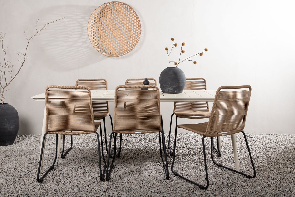 Garten Essgruppe Teneriffa– 7-teiliges Gartenmöbel-Set Beige/Braun