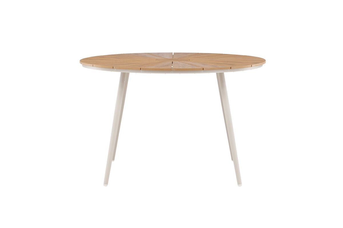 Garten Esstisch Capri - Ø 120cm aus Polywood und Aluminium in Beige oder Schwarz